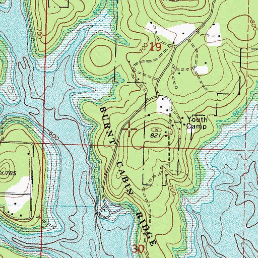 Topographic Map of Burnt Cabin Ridge State Park, OK