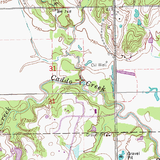 Topographic Map of Buzzard Creek, OK