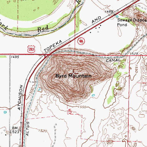 Topographic Map of Byrd Mountain, OK