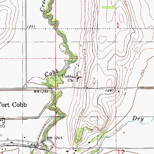 Topographic Map of Caddo Church, OK