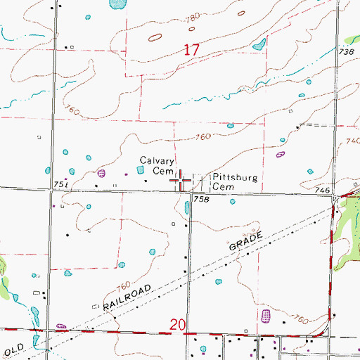 Topographic Map of Calvary Cemetery, OK