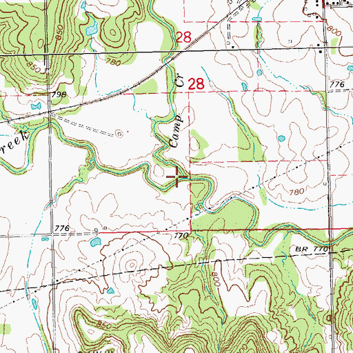 Topographic Map of Camp Creek, OK