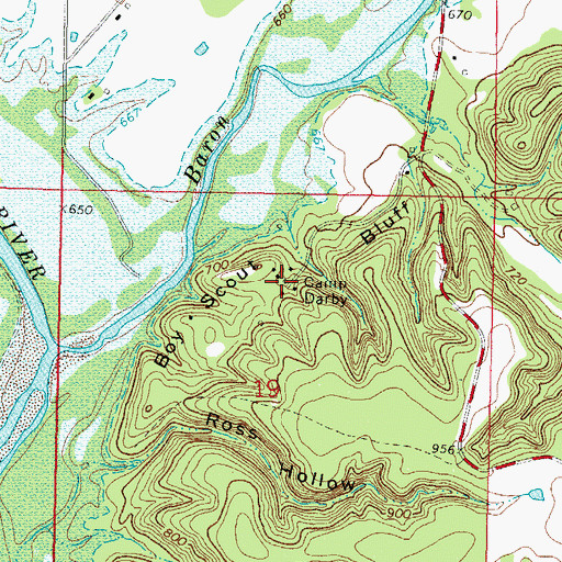 Topographic Map of Camp Darby, OK