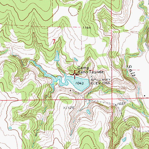 Topographic Map of Camp Keno Taunee, OK