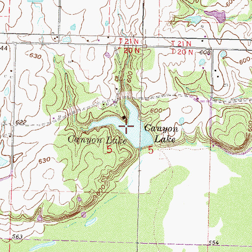 Topographic Map of Canyon Lake, OK