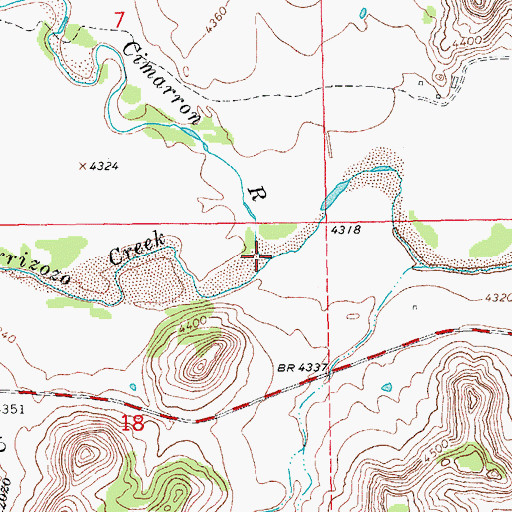 Topographic Map of Carrizozo Creek, OK