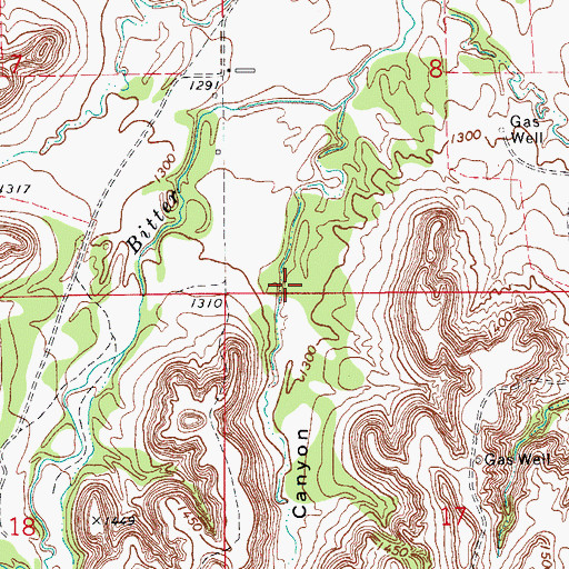 Topographic Map of Cat Canyon, OK