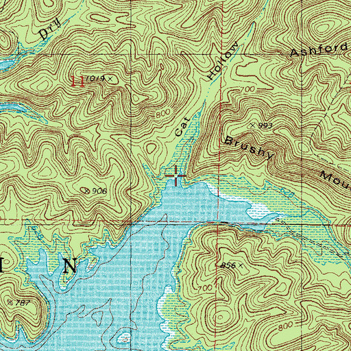 Topographic Map of Cat Hollow, OK