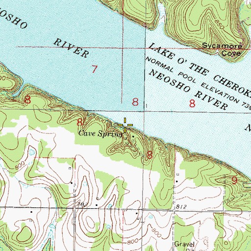 Topographic Map of Cave Spring, OK