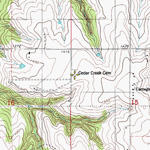 Topographic Map of Cedar Creek Cemetery, OK