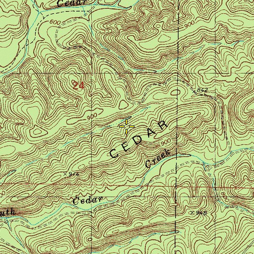 Topographic Map of Cedar Mountains, OK