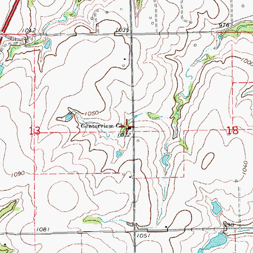 Topographic Map of Centerview Church, OK
