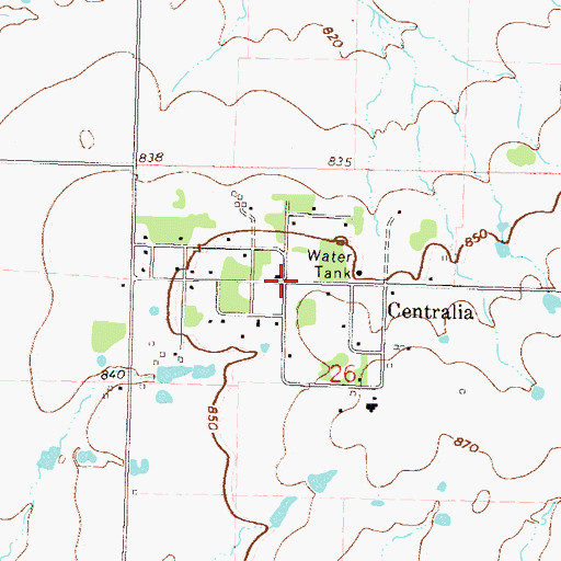 Topographic Map of Centralia, OK
