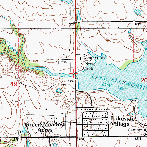 Topographic Map of Chandler Creek, OK