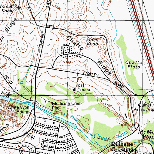 Topographic Map of Chatto Ridge, OK
