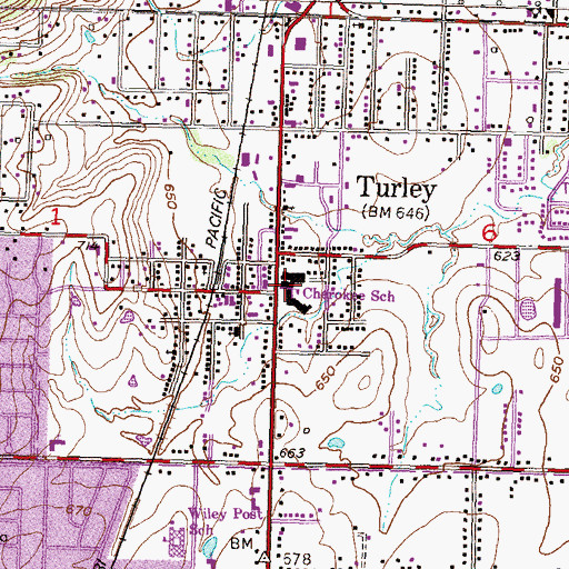 Topographic Map of Cherokee Elementary School, OK