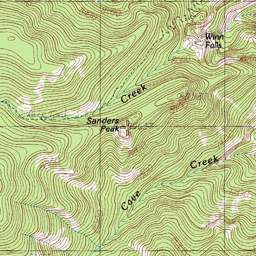 Topographic Map of Sanders Peak, AZ