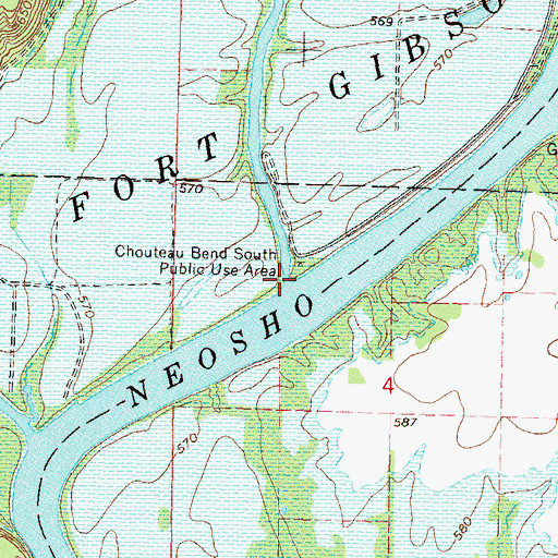 Topographic Map of Chouteau Creek, OK