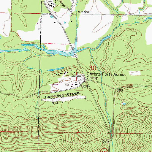 Topographic Map of Christs Forty Acres Camp, OK