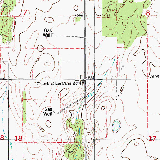 Topographic Map of Church of the First Born, OK