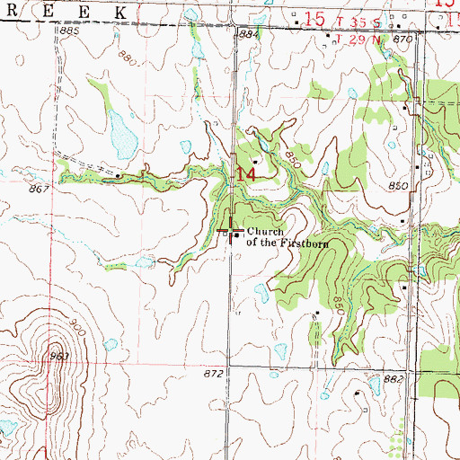 Topographic Map of Church of the Firstborn, OK