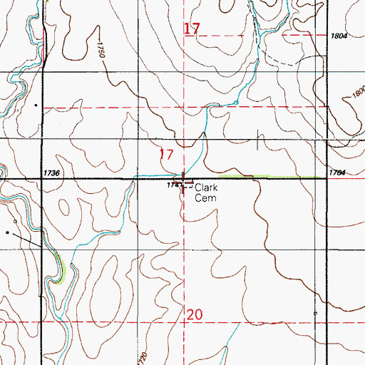 Topographic Map of Clark Cemetery, OK