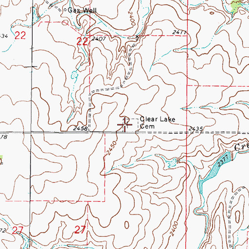 Topographic Map of Clear Lake Cemetery, OK