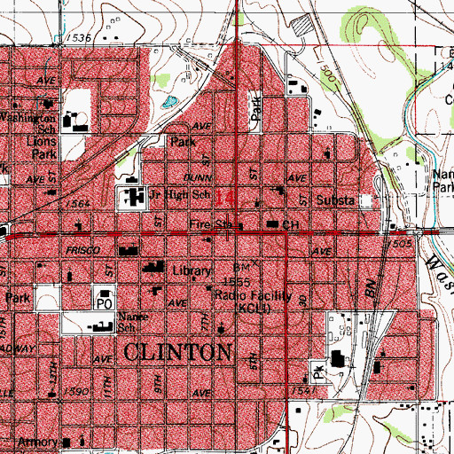 Topographic Map of Clinton, OK