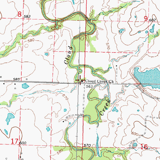 Topographic Map of Cloud Creek Church, OK