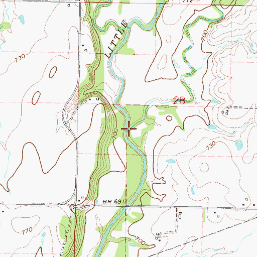 Topographic Map of Coal Creek, OK