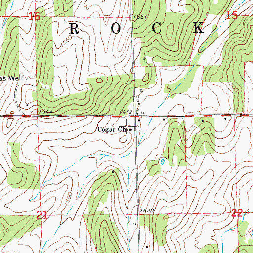 Topographic Map of Cogar Church, OK
