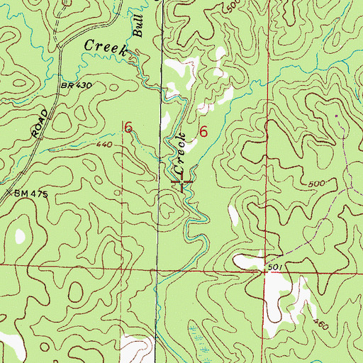 Topographic Map of Cold Springs Branch, OK