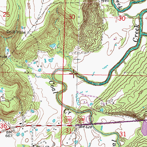 Topographic Map of Coon Creek, OK