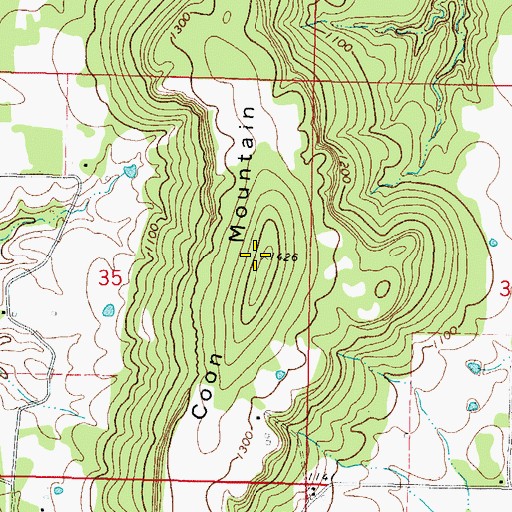 Topographic Map of Coon Mountain, OK