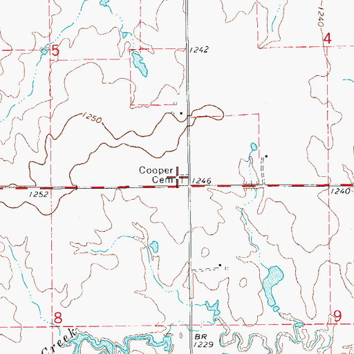 Topographic Map of Cooper Cemetery, OK