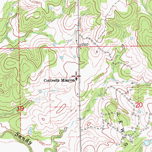 Topographic Map of Cottrells Mission, OK