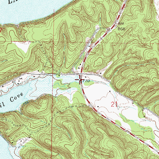 Topographic Map of Council Hollow, OK