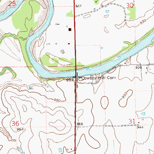 Topographic Map of Cowboy Hill Cemetery, OK