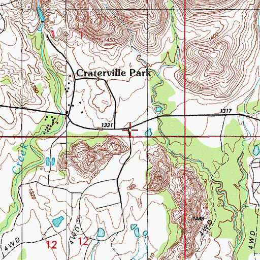 Topographic Map of Craterville Park, OK
