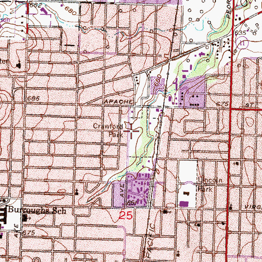 Topographic Map of Crawford Park, OK