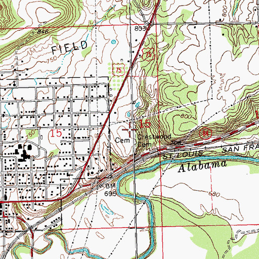 Topographic Map of Crestwood Cemetery, OK