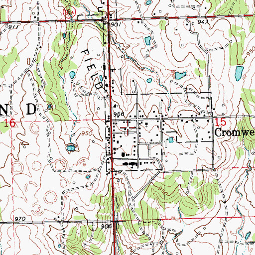 Topographic Map of Cromwell, OK