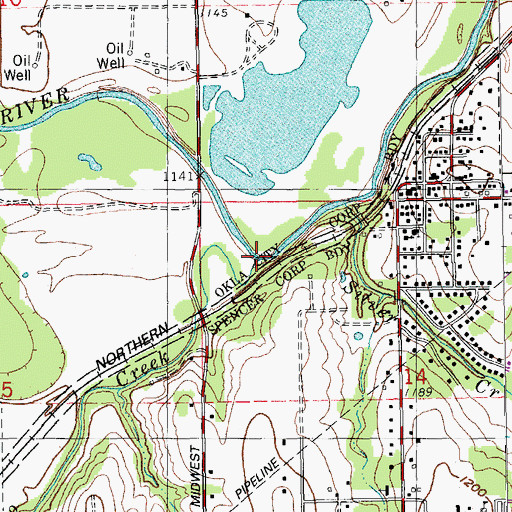 Topographic Map of Crutcho Creek, OK
