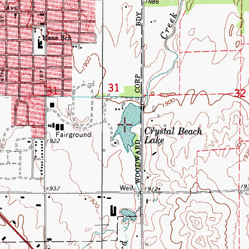 Topographic Map of Crystal Beach Lake, OK