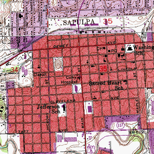 Topographic Map of Curry Hospital, OK