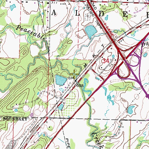 Topographic Map of Dancing Rabbit Creek, OK