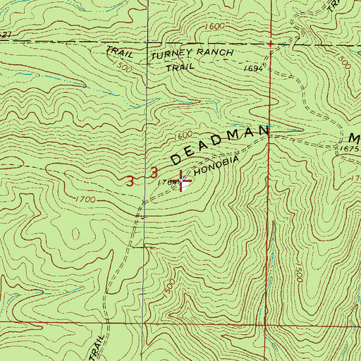 Topographic Map of Deadman Mountain, OK
