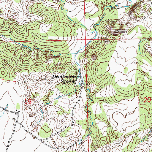 Topographic Map of Deadmans Spring, OK
