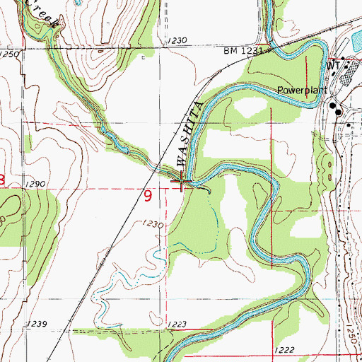Topographic Map of Deep Creek, OK