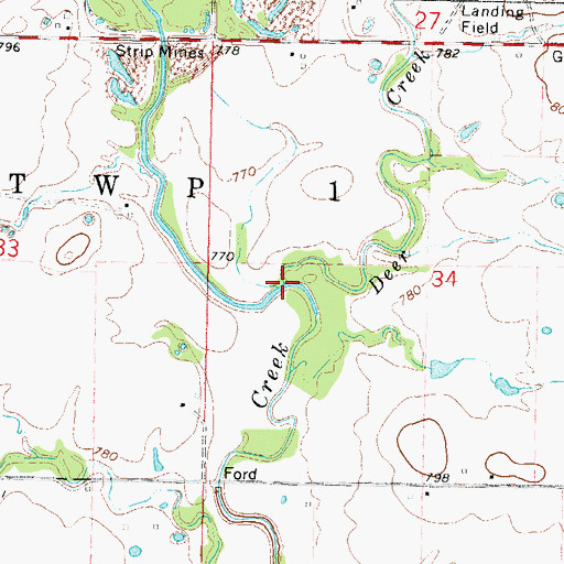 Topographic Map of Deer Creek, OK